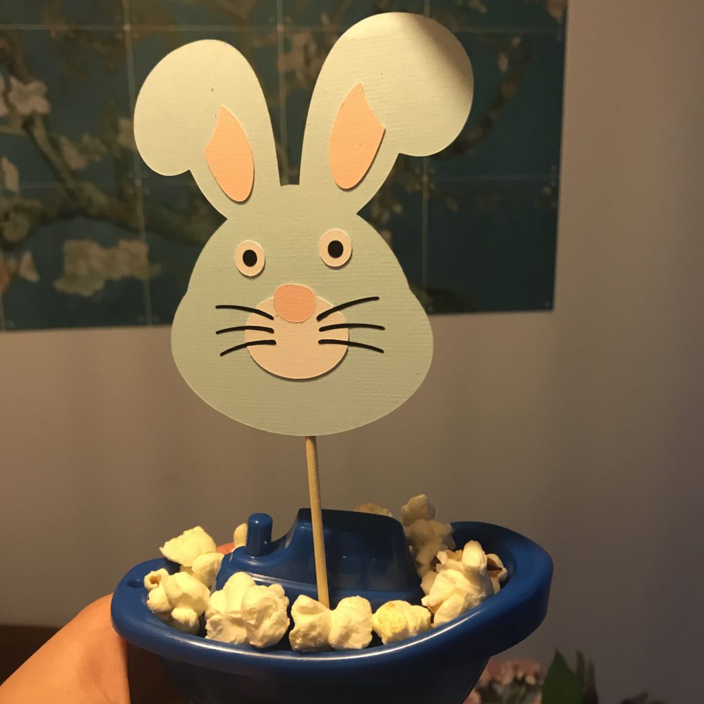 traktatie konijnen bootjes popcorn